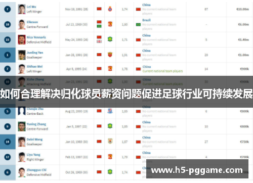 如何合理解决归化球员薪资问题促进足球行业可持续发展